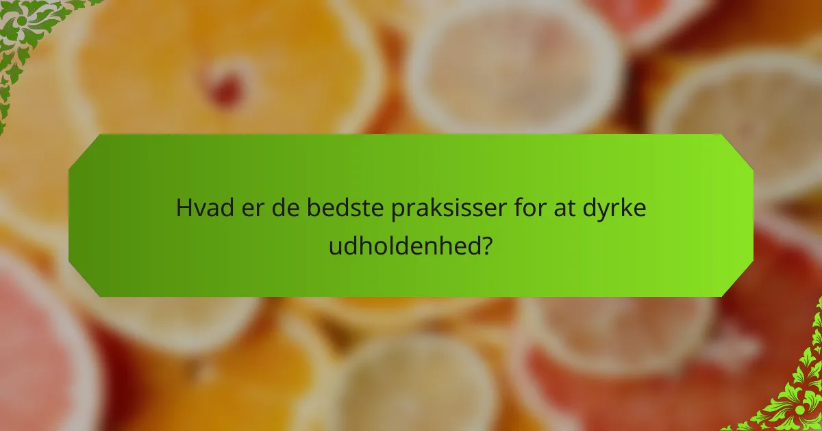 Hvad er de bedste praksisser for at dyrke udholdenhed?