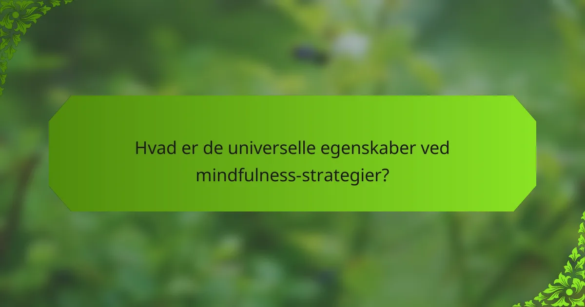 Hvad er de universelle egenskaber ved mindfulness-strategier?