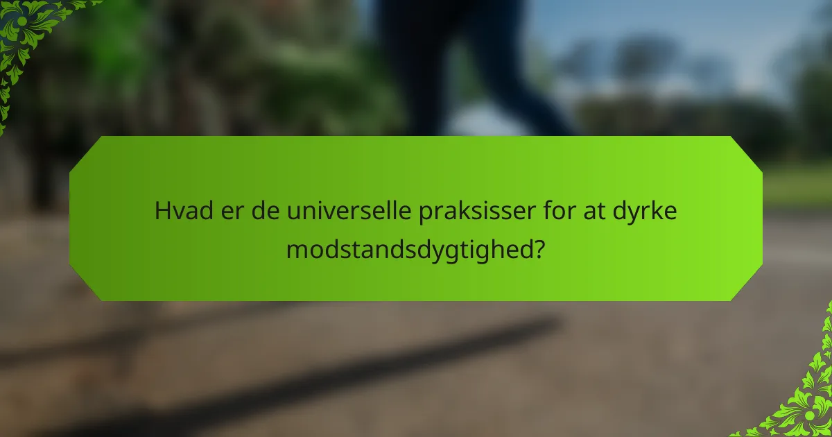 Hvad er de universelle praksisser for at dyrke modstandsdygtighed?