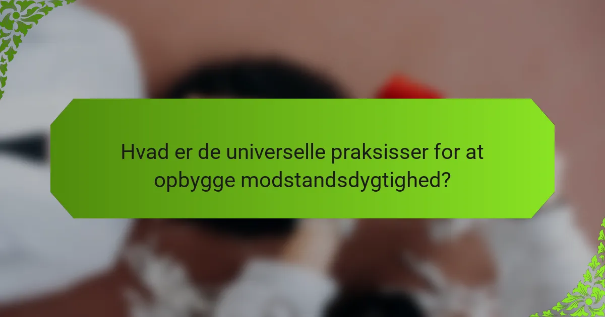 Hvad er de universelle praksisser for at opbygge modstandsdygtighed?