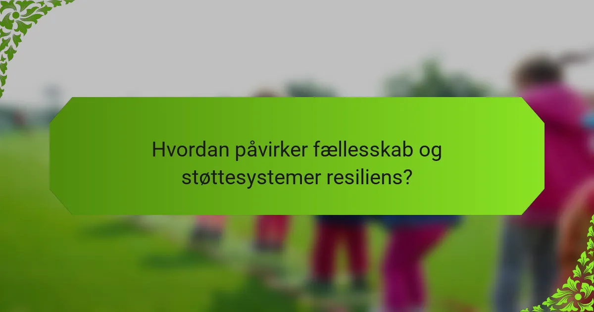 Hvordan påvirker fællesskab og støttesystemer resiliens?